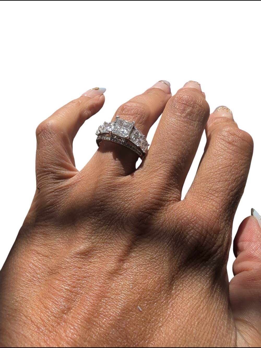 Sterling Silver Cubic Zirconia Three-Stone Engagement Ring - White